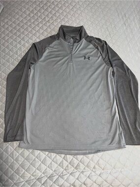 Under Armour Men's Gray Two-Tone Quarter-Zip Performance Pullover